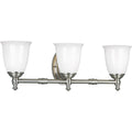 PROGRESS LIGHTING P3029-09 Brushed Nickel Victorian Collection Three-Light Brushed Nickel White Opal Glass Farmhouse Bath Vanity Light