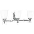 PROGRESS LIGHTING P3029-15 Polished Chrome Victorian Collection Three-Light Polished Chrome White Opal Glass Farmhouse Bath Vanity Light
