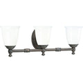 PROGRESS LIGHTING P3029-74 Venetian Bronze Victorian Collection Three-Light Venetian Bronze White Opal Glass Farmhouse Bath Vanity Light