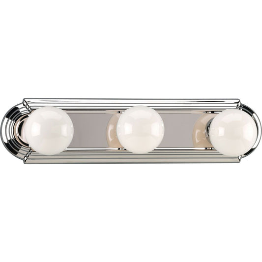 PROGRESS LIGHTING P3038-15 Polished Chrome Broadway Collection Three-Light Polished Chrome Traditional Bath Vanity Light