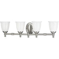 PROGRESS LIGHTING P3041-09 Brushed Nickel Victorian Collection Four-Light Brushed Nickel White Opal Glass Farmhouse Bath Vanity Light