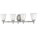 PROGRESS LIGHTING P3041-15 Polished Chrome Victorian Collection Four-Light Polished Chrome White Opal Glass Farmhouse Bath Vanity Light