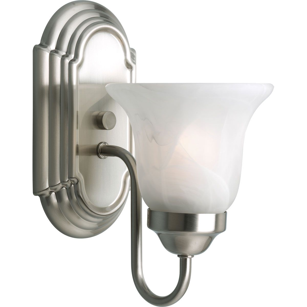 PROGRESS LIGHTING P3051-09 Brushed Nickel One-Light Brushed Nickel Alabaster Glass Traditional Bath Vanity Light