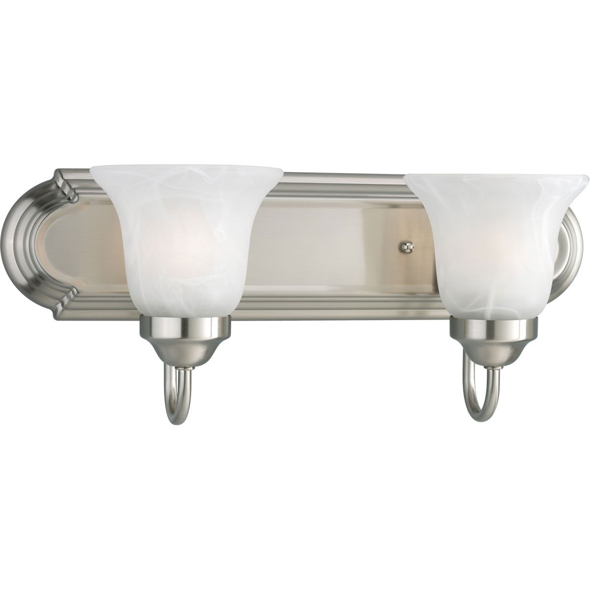 PROGRESS LIGHTING P3052-09 Brushed Nickel Two-Light Brushed Nickel Alabaster Glass Traditional Bath Vanity Light