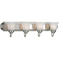 PROGRESS LIGHTING P3054-09 Brushed Nickel Four-Light Brushed Nickel Alabaster Glass Traditional Bath Vanity Light