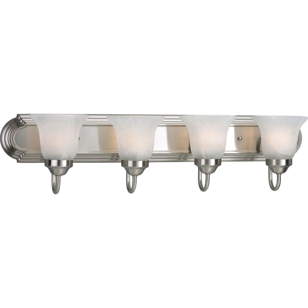 PROGRESS LIGHTING P3054-09 Brushed Nickel Four-Light Brushed Nickel Alabaster Glass Traditional Bath Vanity Light