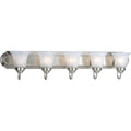 PROGRESS LIGHTING P3055-09 Brushed Nickel Five-Light Brushed Nickel Alabaster Glass Traditional Bath Vanity Light
