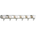 PROGRESS LIGHTING P3056-09 Brushed Nickel Six-Light Brushed Nickel Alabaster Glass Traditional Bath Vanity Light