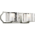 PROGRESS LIGHTING P3076-104WB Polished Nickel Caress Collection Two-Light Polished Nickel Clear Water Glass Luxe Bath Vanity Light