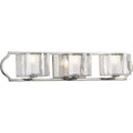 PROGRESS LIGHTING P3077-104WB Polished Nickel Caress Collection Three-Light Polished Nickel Clear Water Glass Luxe Bath Vanity Light