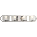 PROGRESS LIGHTING P3078-104WB Polished Nickel Caress Collection Four-Light Polished Nickel Clear Water Glass Luxe Bath Vanity Light