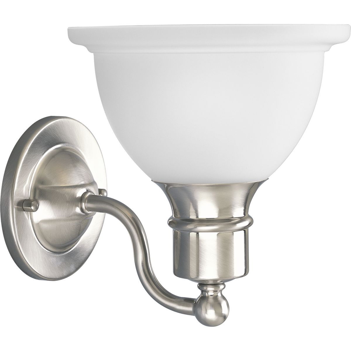 PROGRESS LIGHTING P3161-09 Brushed Nickel Madison Collection One-Light Brushed Nickel Etched Glass Traditional Bath Vanity Light