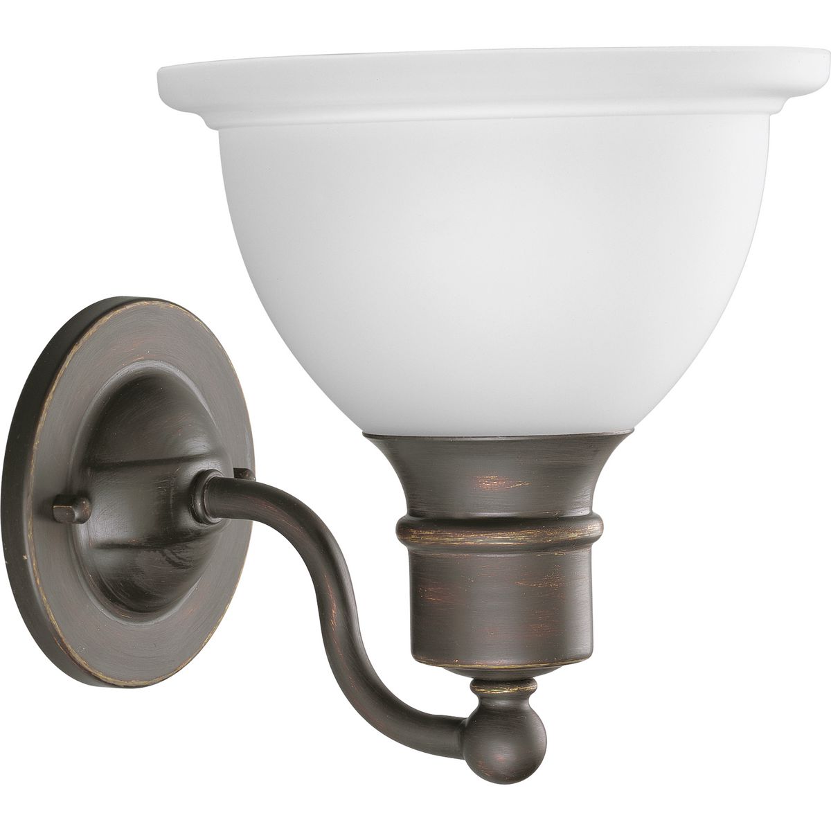 PROGRESS LIGHTING P3161-20 Antique Bronze Madison Collection One-Light Antique Bronze Etched Glass Traditional Bath Vanity Light