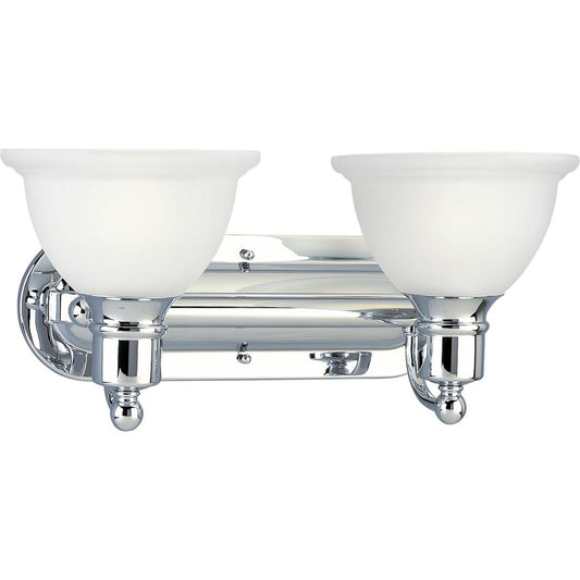 PROGRESS LIGHTING P3162-15 Polished Chrome Madison Collection Two-Light Polished Chrome Etched Glass Traditional Bath Vanity Light