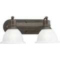 PROGRESS LIGHTING P3162-20 Antique Bronze Madison Collection Two-Light Antique Bronze Etched Glass Traditional Bath Vanity Light