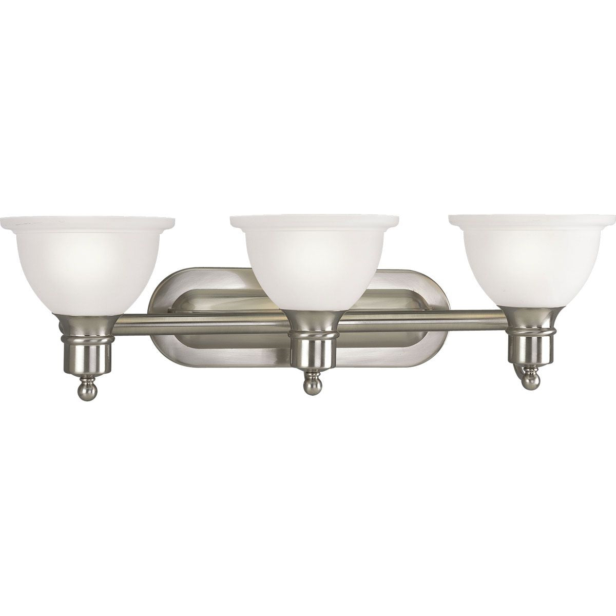 PROGRESS LIGHTING P3163-09 Brushed Nickel Madison Collection Three-Light Brushed Nickel Etched Glass Traditional Bath Vanity Light