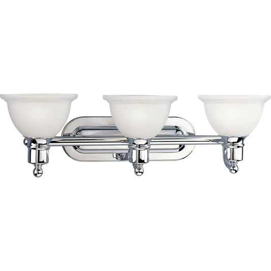 PROGRESS LIGHTING P3163-15 Polished Chrome Madison Collection Three-Light Polished Chrome Etched Glass Traditional Bath Vanity Light