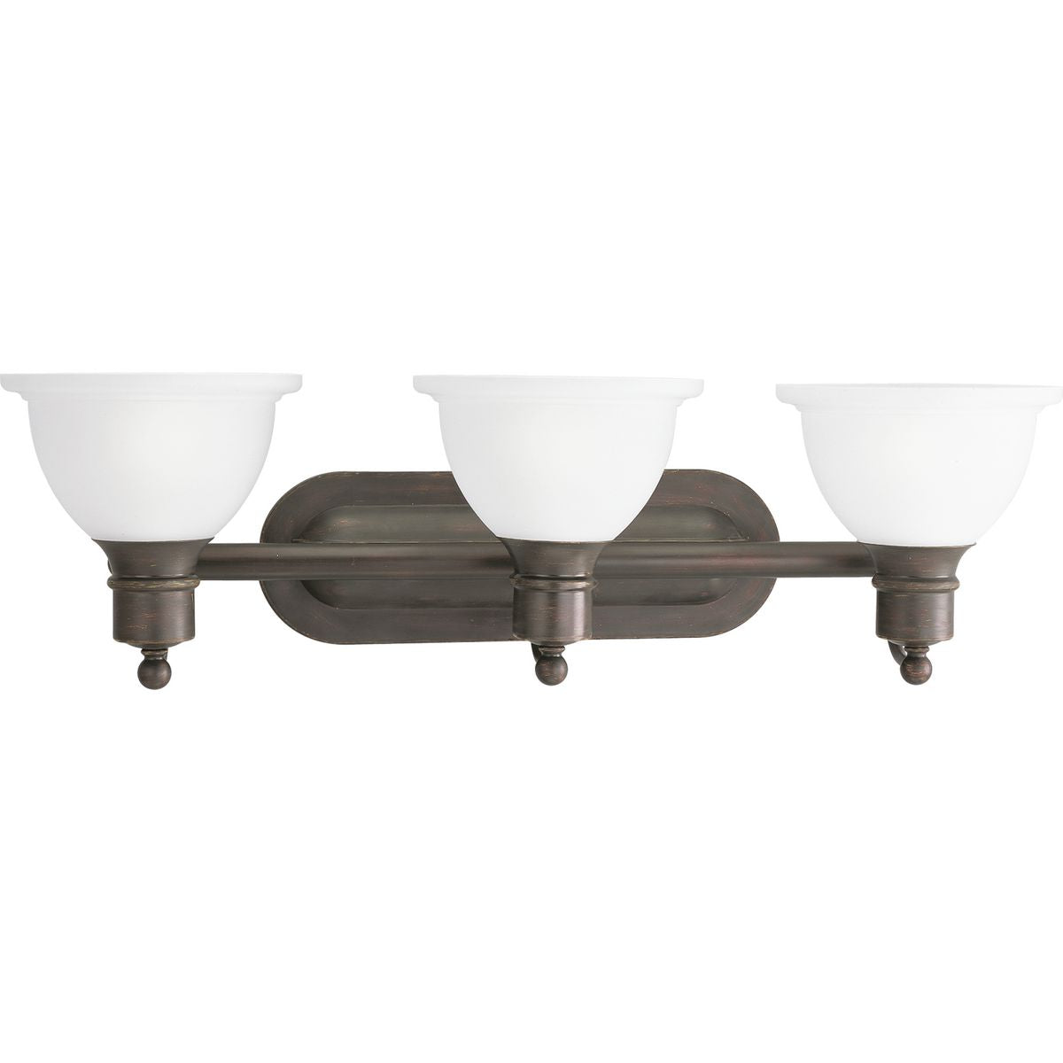 PROGRESS LIGHTING P3163-20 Antique Bronze Madison Collection Three-Light Antique Bronze Etched Glass Traditional Bath Vanity Light