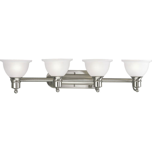 PROGRESS LIGHTING P3164-09 Brushed Nickel Madison Collection Four-Light Brushed Nickel Etched Glass Traditional Bath Vanity Light