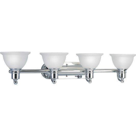 PROGRESS LIGHTING P3164-15 Polished Chrome Madison Collection Four-Light Polished Chrome Etched Glass Traditional Bath Vanity Light