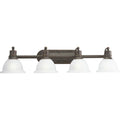 PROGRESS LIGHTING P3164-20 Antique Bronze Madison Collection Four-Light Antique Bronze Etched Glass Traditional Bath Vanity Light
