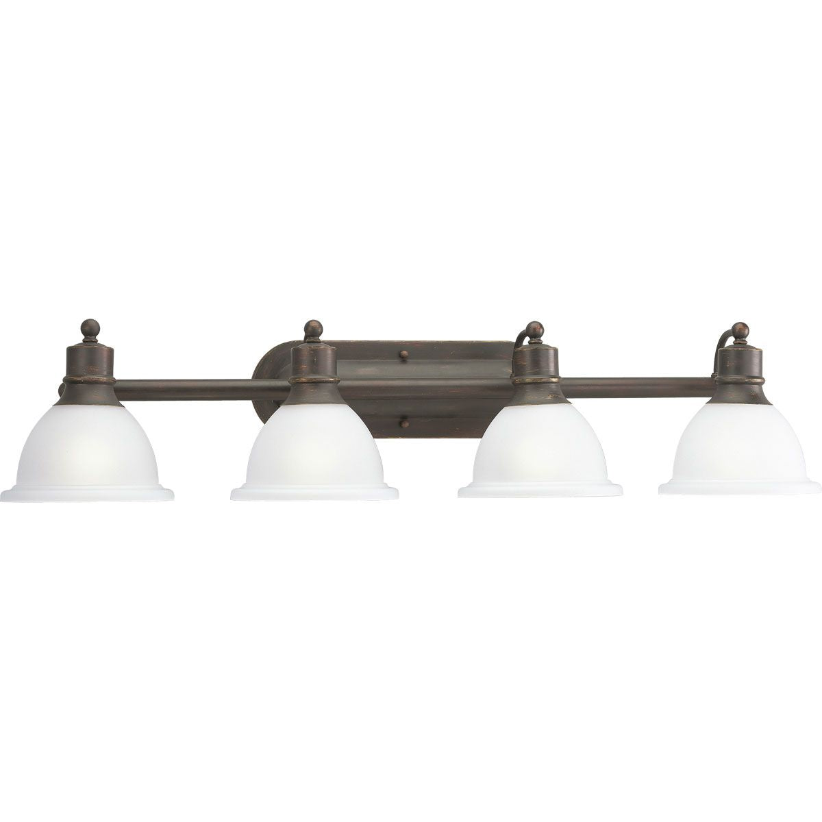 PROGRESS LIGHTING P3164-20 Antique Bronze Madison Collection Four-Light Antique Bronze Etched Glass Traditional Bath Vanity Light