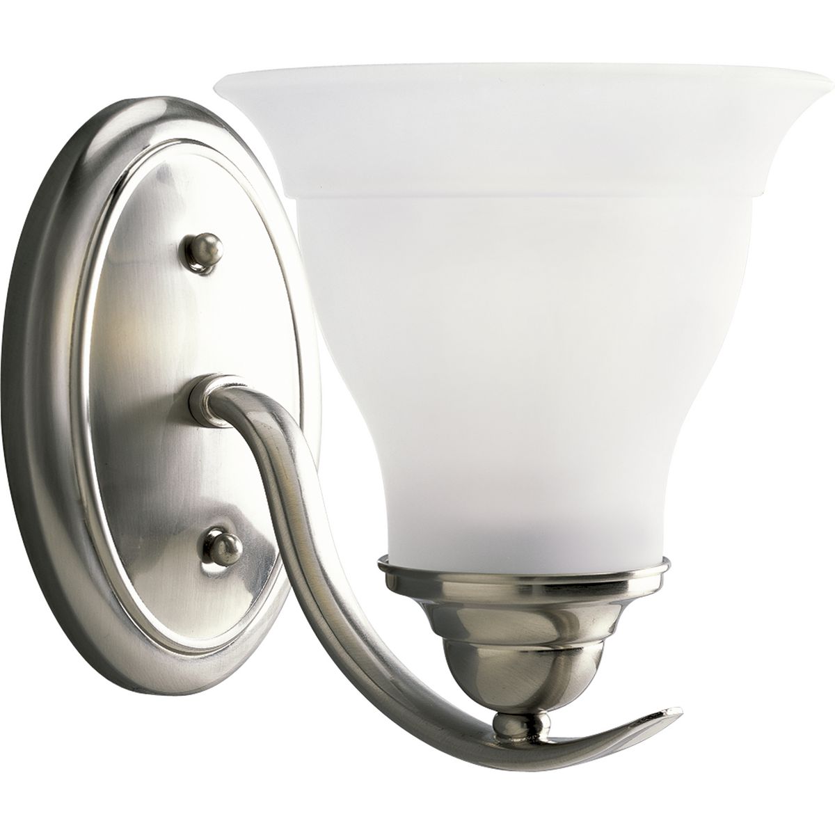 PROGRESS LIGHTING P3190-09 Brushed Nickel Trinity Collection One-Light Brushed Nickel Etched Glass Traditional Bath Vanity Light