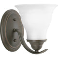 PROGRESS LIGHTING P3190-20 Antique Bronze Trinity Collection One-Light Antique Bronze Etched Glass Traditional Bath Vanity Light