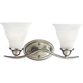 PROGRESS LIGHTING P3191-09 Brushed Nickel Trinity Collection Two-Light Brushed Nickel Etched Glass Traditional Bath Vanity Light