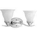 PROGRESS LIGHTING P3191-15 Polished Chrome Trinity Collection Two-Light Polished Chrome Etched Glass Traditional Bath Vanity Light