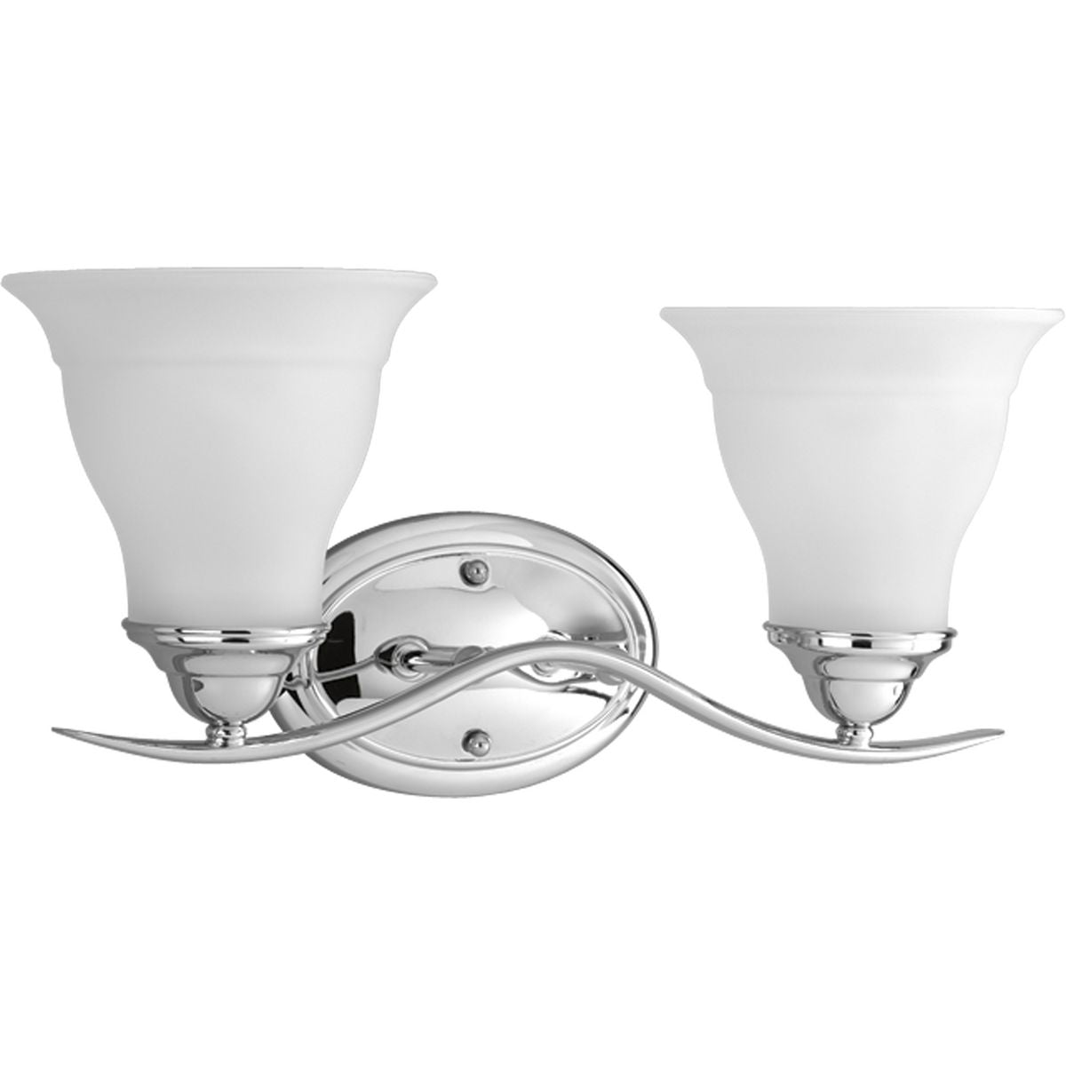 PROGRESS LIGHTING P3191-15 Polished Chrome Trinity Collection Two-Light Polished Chrome Etched Glass Traditional Bath Vanity Light