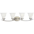 PROGRESS LIGHTING P3193-09 Brushed Nickel Trinity Collection Four-Light Brushed Nickel Etched Glass Traditional Bath Vanity Light
