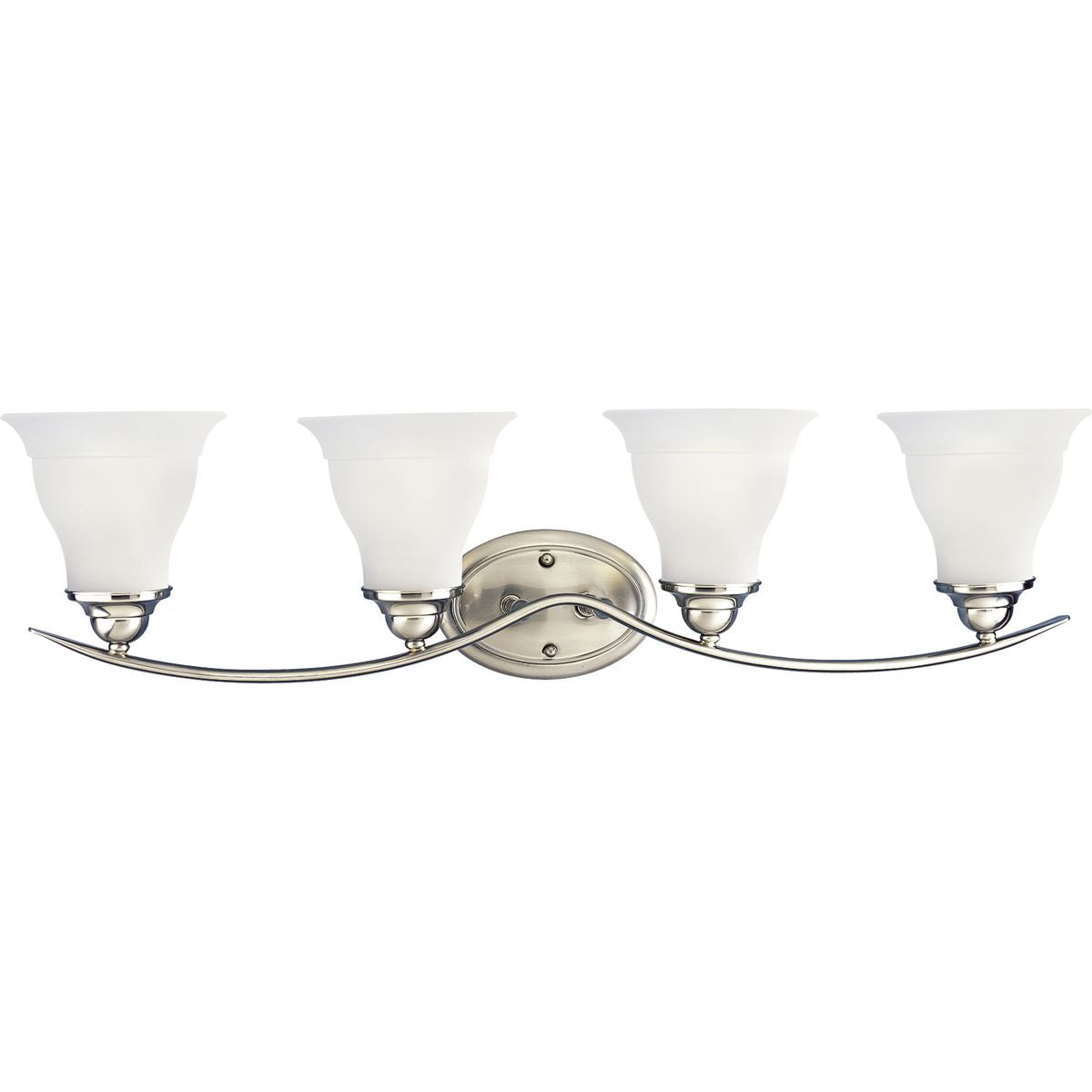 PROGRESS LIGHTING P3193-09 Brushed Nickel Trinity Collection Four-Light Brushed Nickel Etched Glass Traditional Bath Vanity Light