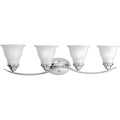 PROGRESS LIGHTING P3193-15 Polished Chrome Trinity Collection Four-Light Polished Chrome Etched Glass Traditional Bath Vanity Light