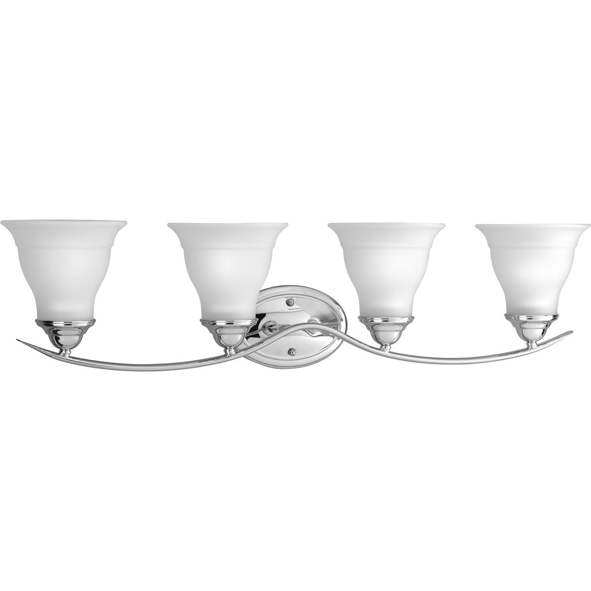 PROGRESS LIGHTING P3193-15 Polished Chrome Trinity Collection Four-Light Polished Chrome Etched Glass Traditional Bath Vanity Light