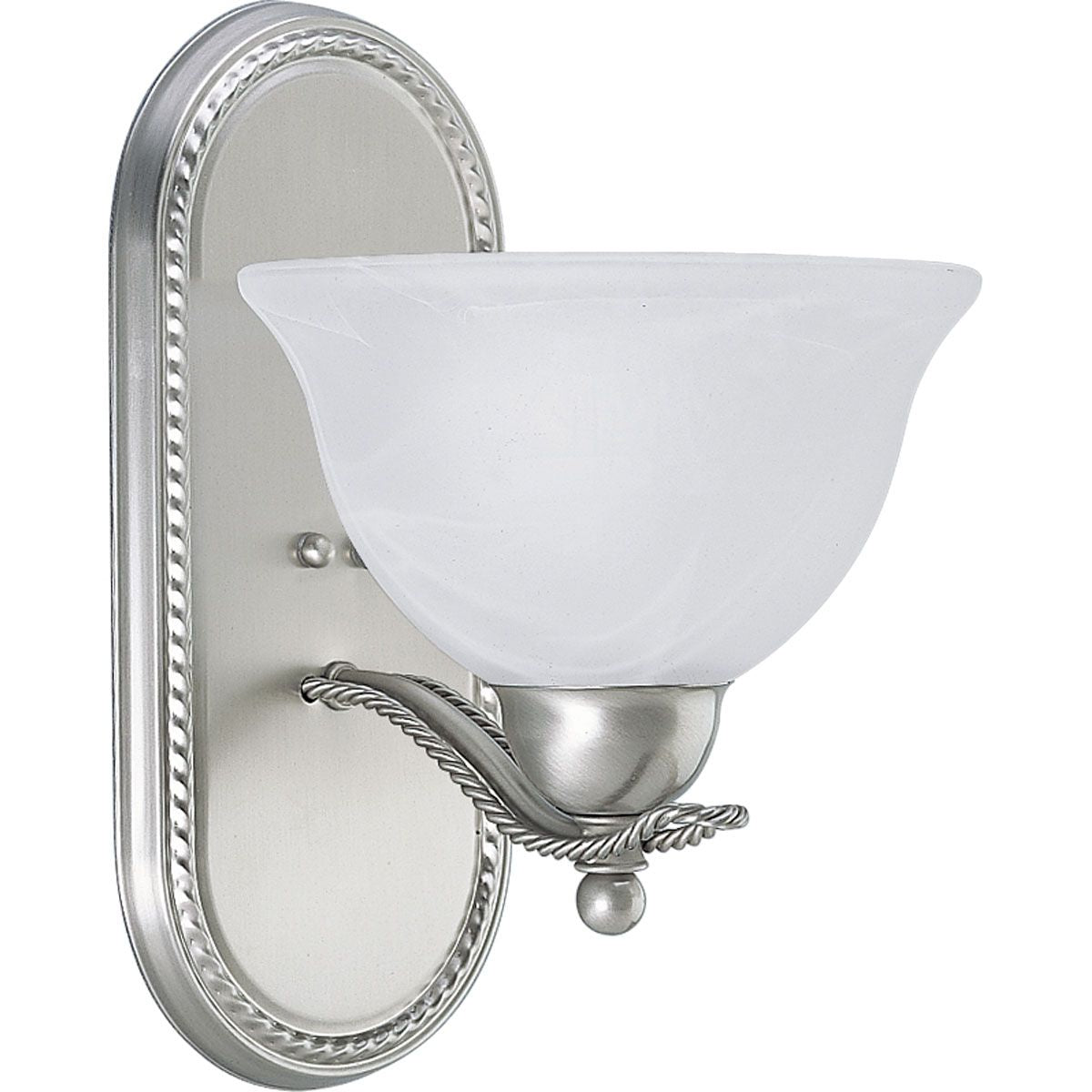 PROGRESS LIGHTING P3266-09 Brushed Nickel Avalon Collection One-Light Brushed Nickel Alabaster Glass Traditional Bath Vanity Light