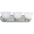 PROGRESS LIGHTING P3268-09 Brushed Nickel Avalon Collection Three-Light Brushed Nickel Alabaster Glass Traditional Bath Vanity Light