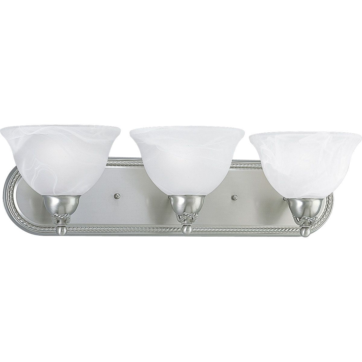 PROGRESS LIGHTING P3268-09 Brushed Nickel Avalon Collection Three-Light Brushed Nickel Alabaster Glass Traditional Bath Vanity Light