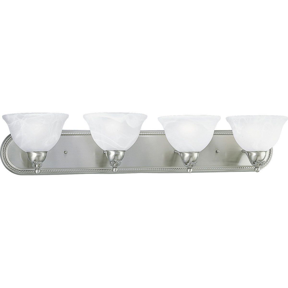 PROGRESS LIGHTING P3269-09 Brushed Nickel Avalon Collection Four-Light Brushed Nickel Alabaster Glass Traditional Bath Vanity Light