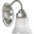 PROGRESS LIGHTING P3287-09 Brushed Nickel Fluted Glass Collection One-Light Brushed Nickel Clear Prismatic Glass Traditional Bath Vanity Light