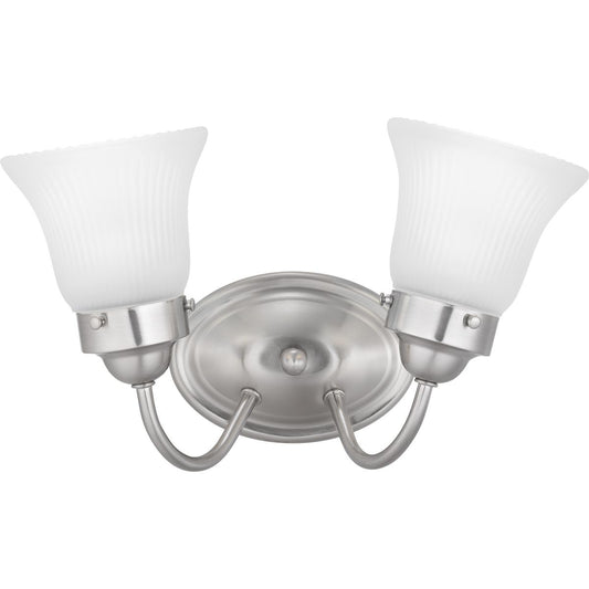 PROGRESS LIGHTING P3288-09ET Brushed Nickel Fluted Glass Collection Two-Light Bath & Vanity