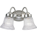 PROGRESS LIGHTING P3288-09 Brushed Nickel Fluted Glass Collection Two-Light Brushed Nickel Clear Prismatic Glass Traditional Bath Vanity Light