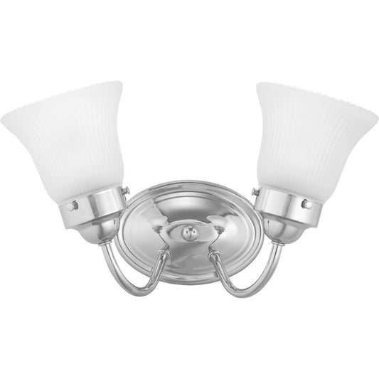 PROGRESS LIGHTING P3288-15ET Polished Chrome Fluted Glass Collection Two-Light Bath & Vanity