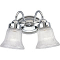 PROGRESS LIGHTING P3288-15 Polished Chrome Fluted Glass Collection Two-Light Polished Chrome Clear Prismatic Glass Traditional Bath Vanity Light