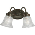 PROGRESS LIGHTING P3288-20 Antique Bronze Fluted Glass Collection Two-Light Antique Bronze Clear Prismatic Glass Traditional Bath Vanity Light