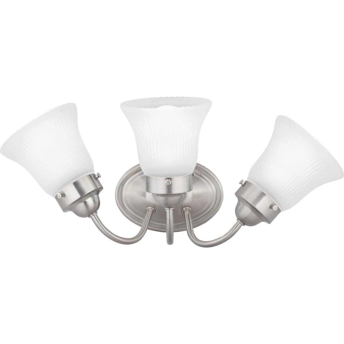 PROGRESS LIGHTING P3289-09ET Brushed Nickel Fluted Glass Collection Three-Light Bath & Vanity