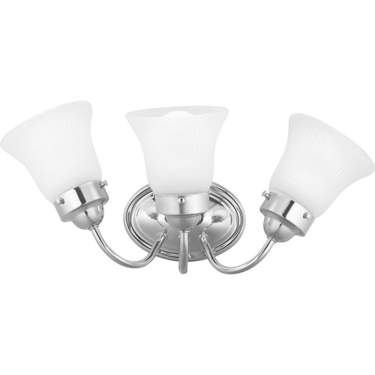 PROGRESS LIGHTING P3289-15ET Polished Chrome Fluted Glass Collection Three-Light Bath & Vanity
