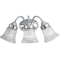 PROGRESS LIGHTING P3289-15 Polished Chrome Fluted Glass Collection Three-Light Polished Chrome Clear Prismatic Glass Traditional Bath Vanity Light