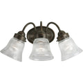PROGRESS LIGHTING P3289-20 Antique Bronze Fluted Glass Collection Three-Light Antique Bronze Clear Prismatic Glass Traditional Bath Vanity Light