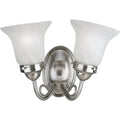 PROGRESS LIGHTING P3368-09 Brushed Nickel Bedford Collection Two-Light Brushed Nickel Etched Alabaster Glass Traditional Bath Vanity Light